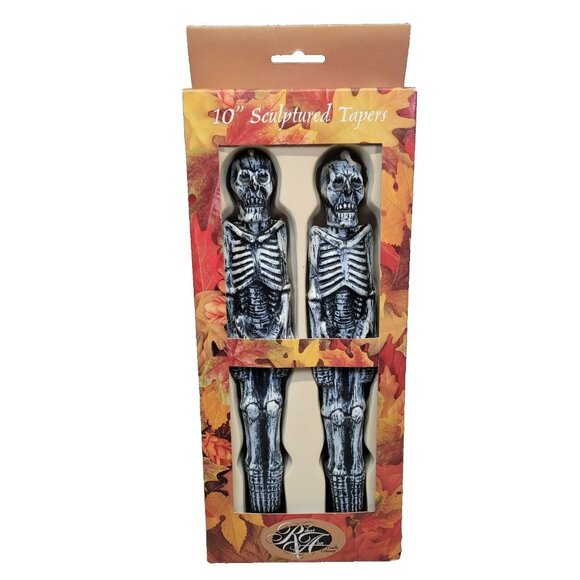 Halloween Taper Candles Robert Alan Skeleton Sculptured Gothic Scary‎ Creepy 10" - Picture 1 of 2